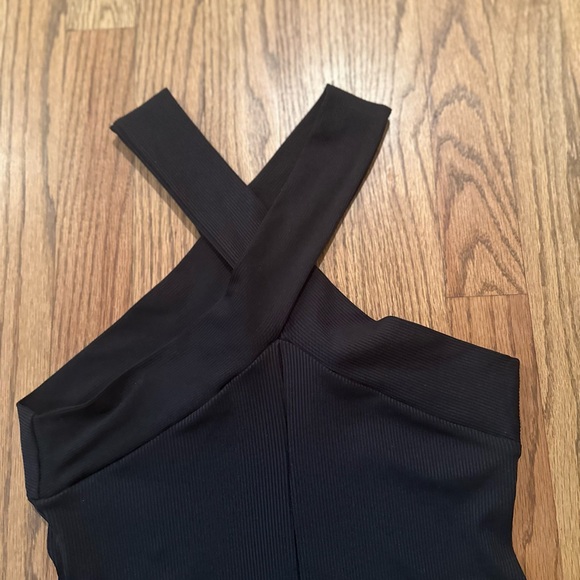 Zara black ribbed bodysuit with cross halter top size medium - Picture 6 of 10